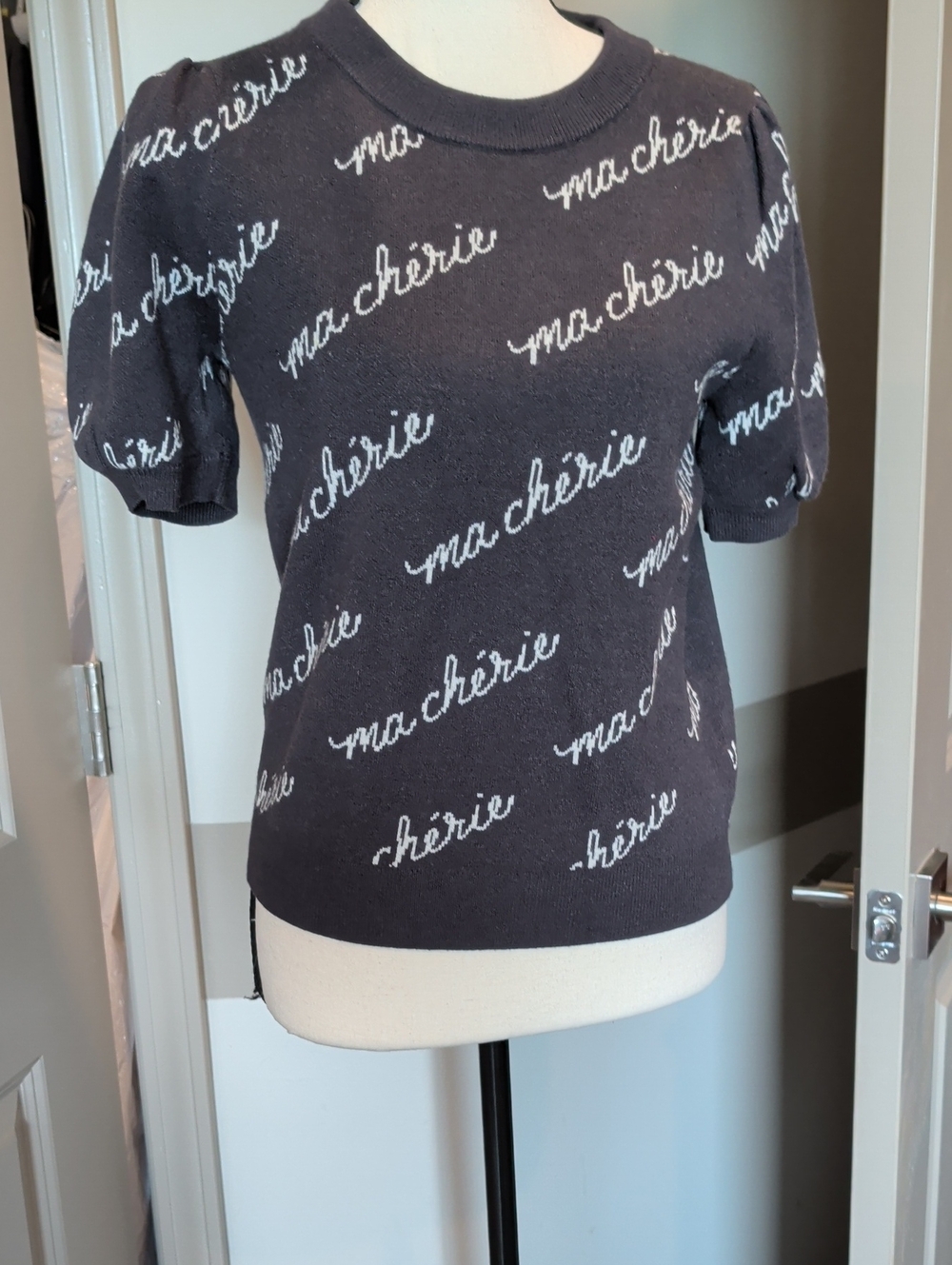 Maeve Black and White Patterned Knit Top